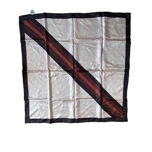 Vintage Roberta di Camerino Silk Scarf Geometric Stripe Brown Orange Cream